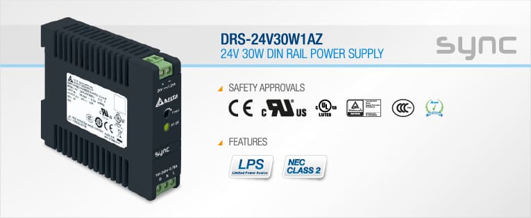 fuente de alimentación SYNC delta electronics mostrando sus caracteristicas de seguridad